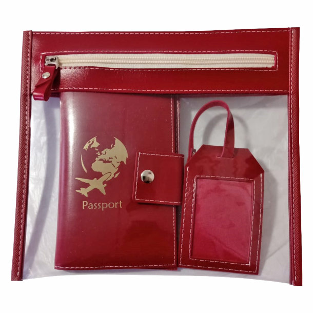 kit porta passaporte personalizado cor bordô
