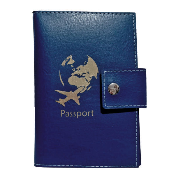 porta passaporte personalizado cor azul escuro