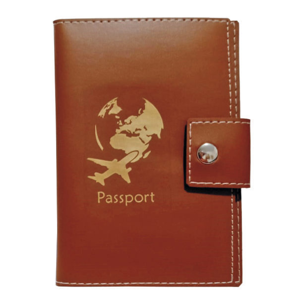 carteira porta passaporte personalizado cor caramelo