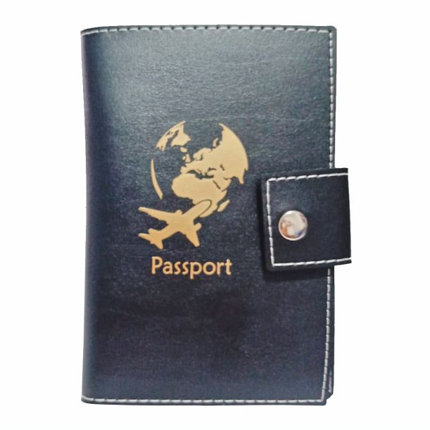 carteira porta passaporte personalizado cor preta